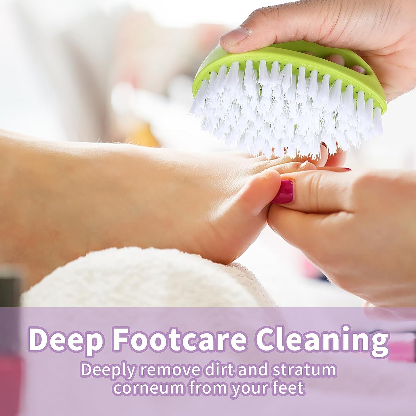 Cobee 2 Pack Hand Nail Brush for Cleaning Fingernails Durable Stiff Bristles Nail Scrub Brush Cleaner with Handle Heavy Duty Deep Nail Cleaning Scrubber for Men Fingernails Toes Garden(Green, Purple)