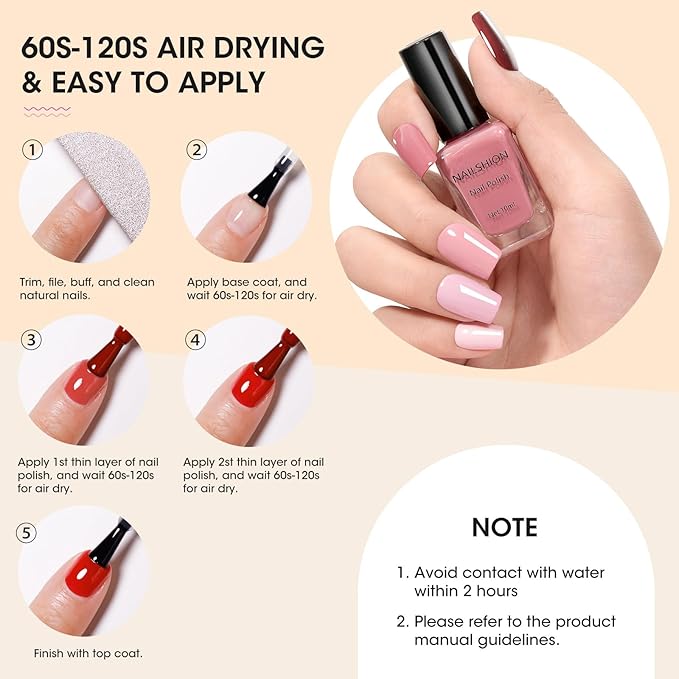 Coffee Brown Nail Polish,16 Colors with Base Top Coat Remover Pads, Nude Gray Burgundy Dusty Rose Air Dry Fall Winter Fingernail Polish Set, Non-Gel, Nail Art Gift for Women Girls