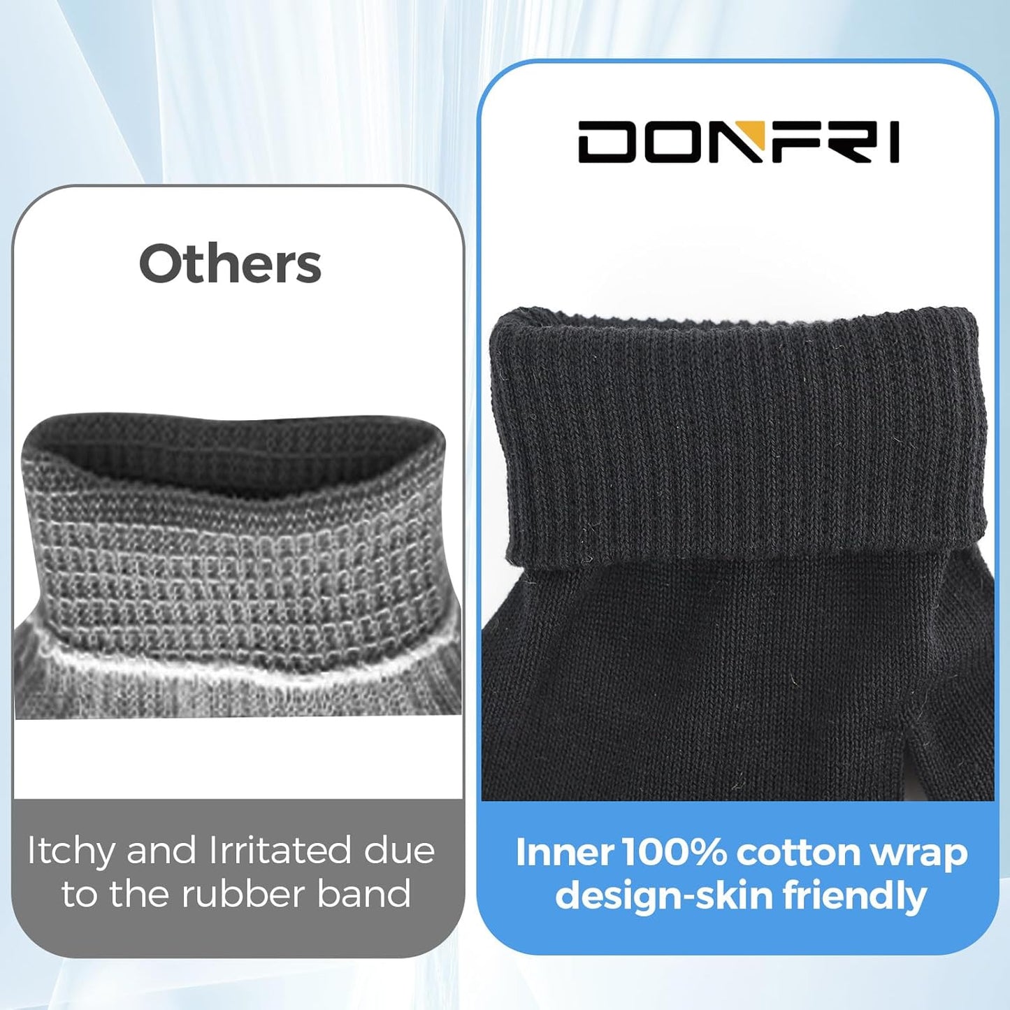 Donfri 10 Pairs Cotton Moisturizing Gloves Men Touchscreen Fingers for Eczema Dry Hands Hand Care Overnight Moisturizing (Large-Black)