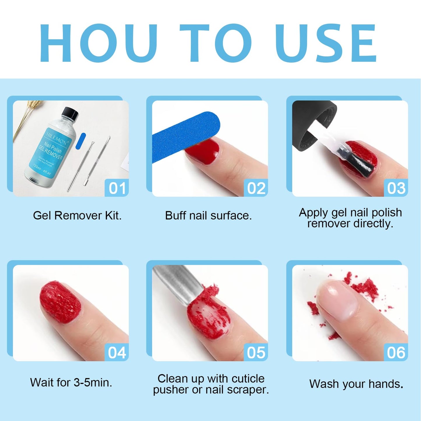 Quick Gel Nail Polish Remover Kit, Easy Remove Gel Polish in 3 Minutes, Safe for Natural Nails with Nail Tools, No Need Soaking or Wrapping, Gel Remover for Nails, Larger Size (120ml)