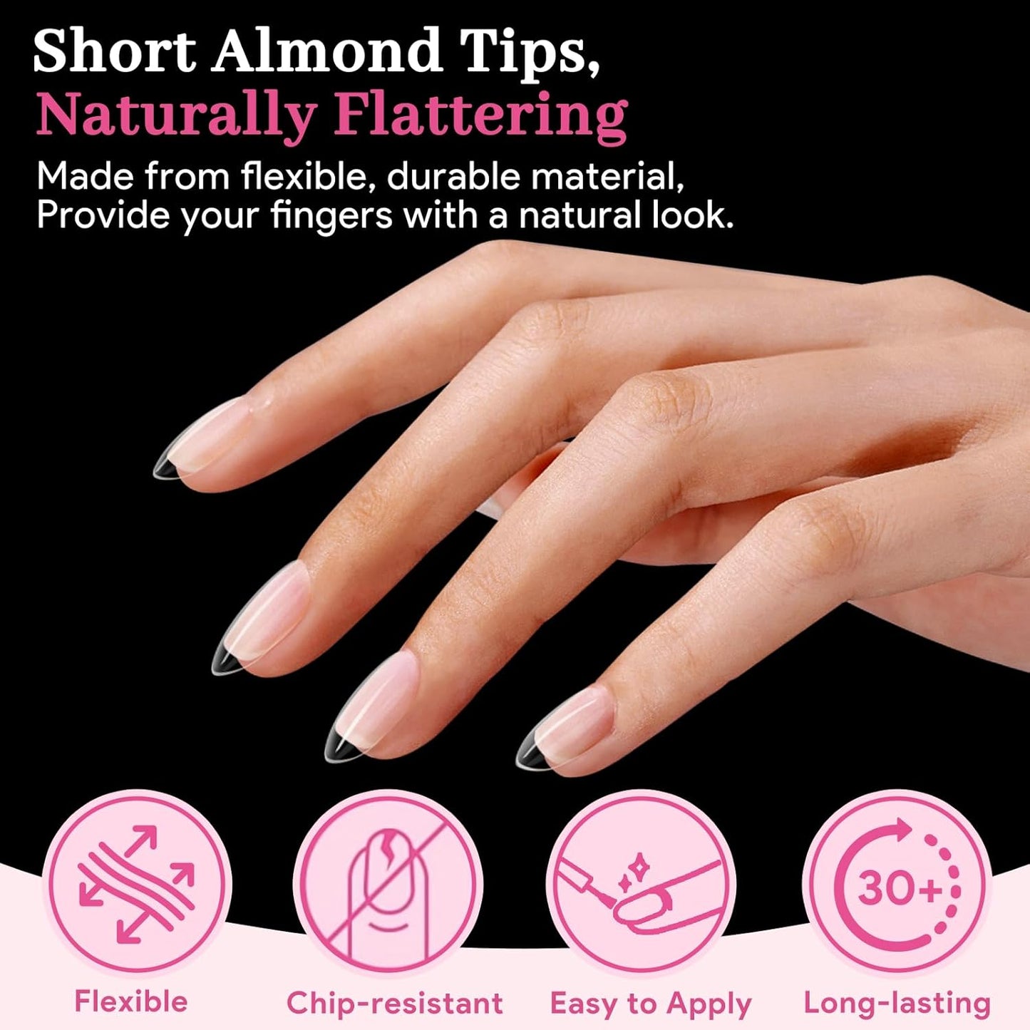Short Almond Nail Tips - 15 Sizes 240 PCS Half Matte Full Cover Clear Fake Nails Pre-shaped Press On False Nail Tips Acrylic Soft Nail Gel Tips No C Curve Extension Manicure Home DIY Gelly Tips