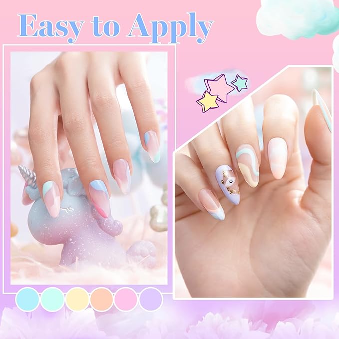 Beetles Pastel Gel Nail Polish Set 6 Pcs Pink Gel Polish Pastel Yellow Blue Gel Polish Soak Off Uv Nail Lamp Gifts for Women Manicure Kit