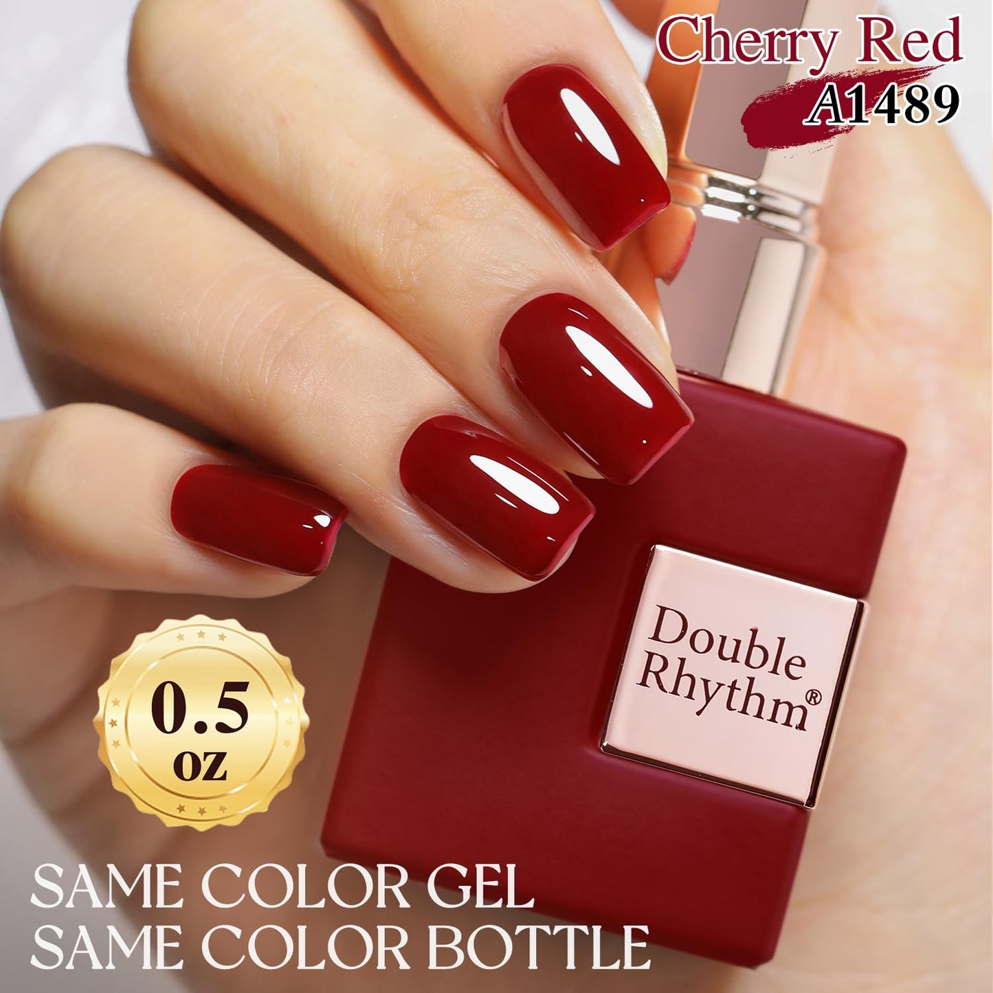 Double Rhythm Translucent Gel Polish Sheer Neutral Natural Light Milky Same Color Same Bottle 15ML Jelly UV Polish Nail Art DIY at Home (Cherry Red-A1489)