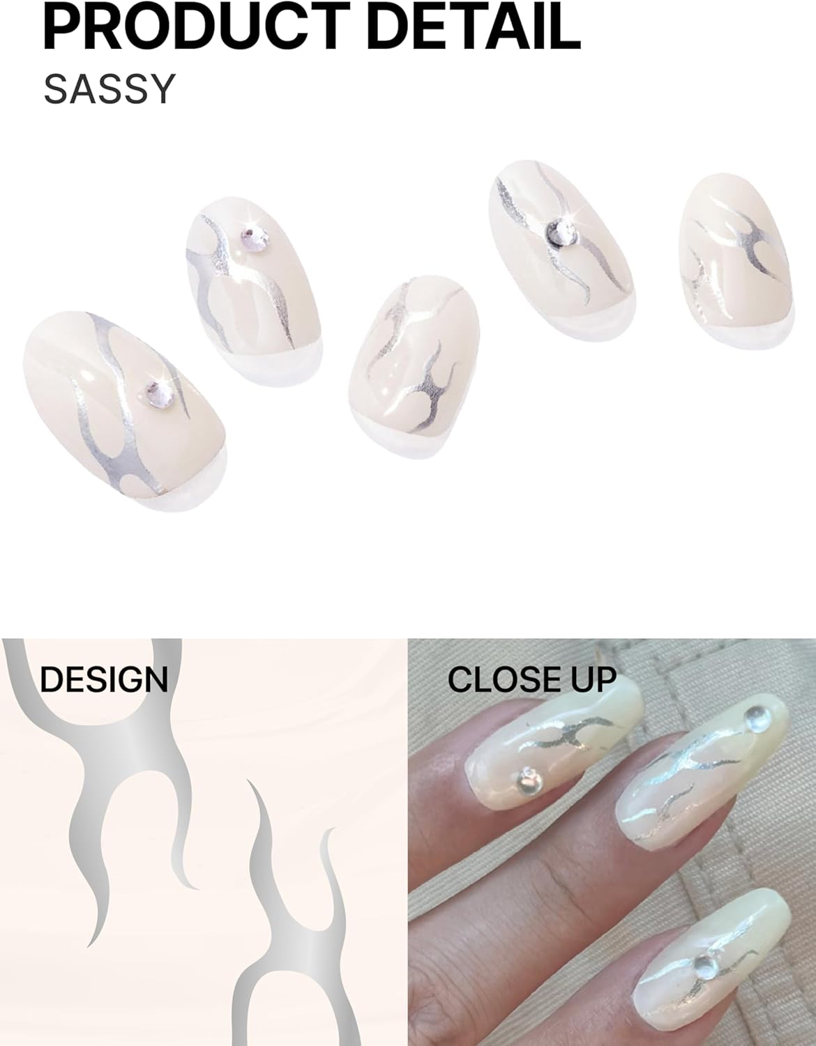 UUUUUU Semi Cured Gel Nail Strips | Salon-Quality | UV Free Gel Nail Wraps for Women | Easy Peel&Stick | Long-Lasting up to 14 Days | 28 Strips Set+File & Wipes | Gift-Ready(UGN148 Sassy)