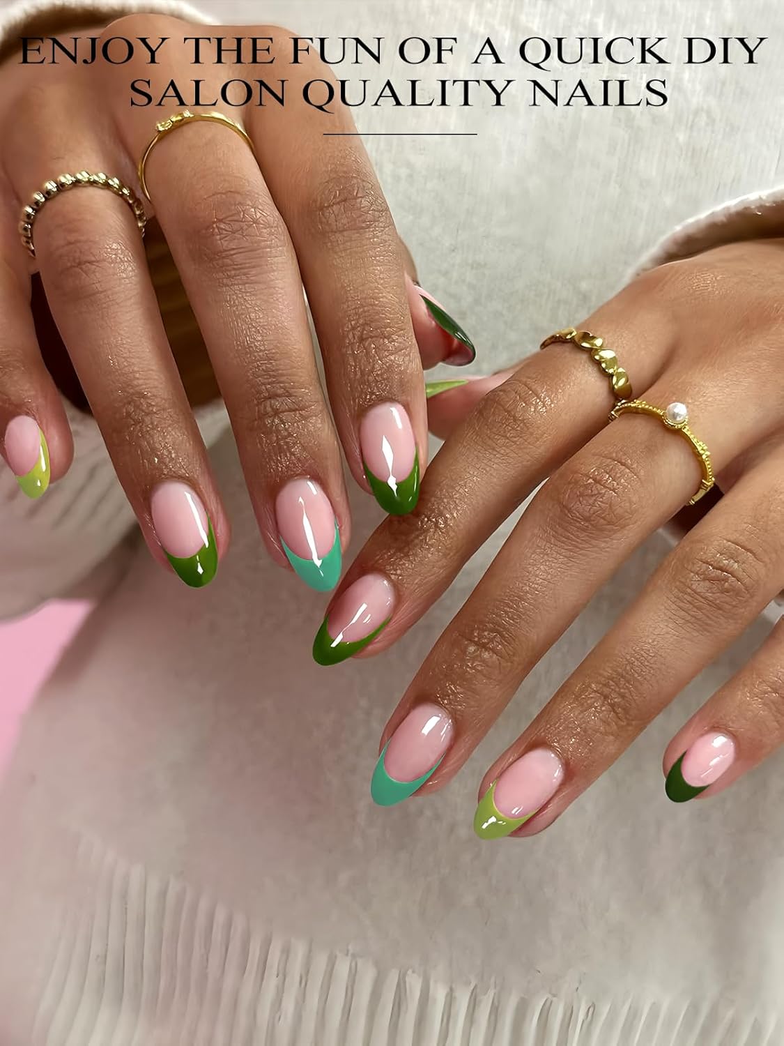 EBANKU 52Pcs Semi-Cured Gel Nail Strips Toes, Green Deep French Gel Nail Strips for Toes, Long-Lasting French Manicure Stickers Salon Nails at Home Requires UV Light with Nail File&Stick