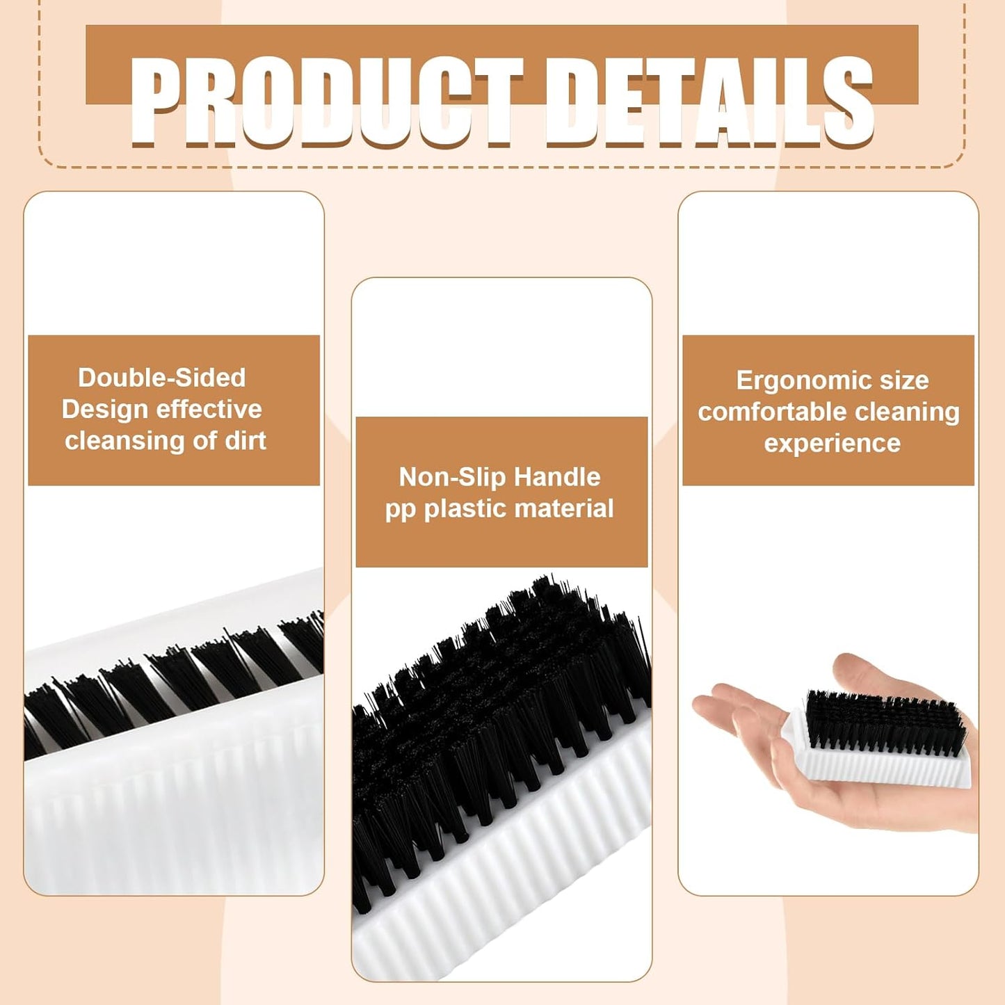 8 Pcs Hand Scrub Brushes for Nail Cleaning, Soft Fingernail Brush Non-Disposable Surgical Scrub Brushes with Nail Cleaner, Plastic Double-Sided Hand and Nail Cleaning Brush for Men Women Kids