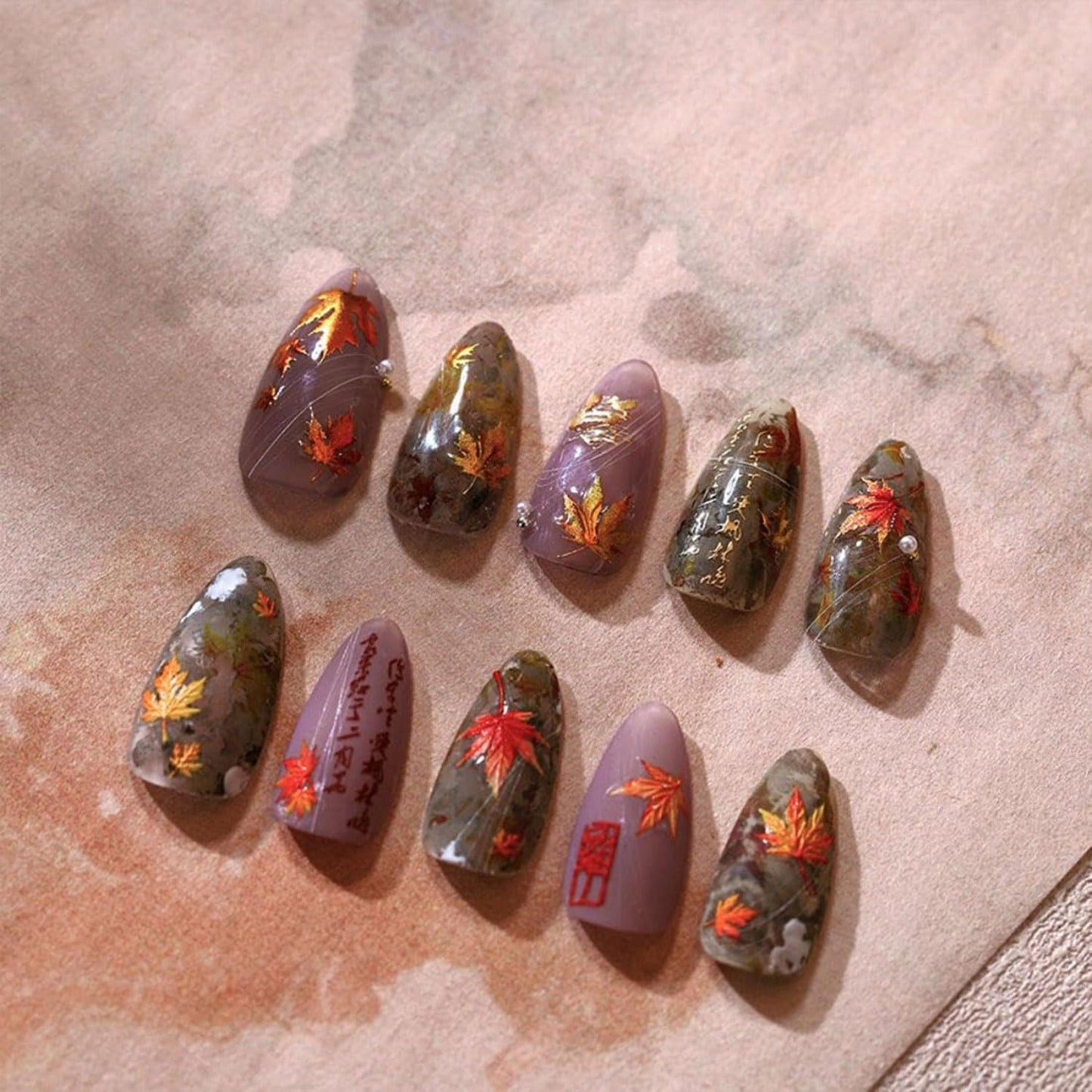 Maple Leaf Nail Stickers 5D Embossed Nail Decals Fall Design Nail Supplies Gold Leaf Stickers for Women Nails Decorations Thanksgiving Day Nails Accessories 1PCS