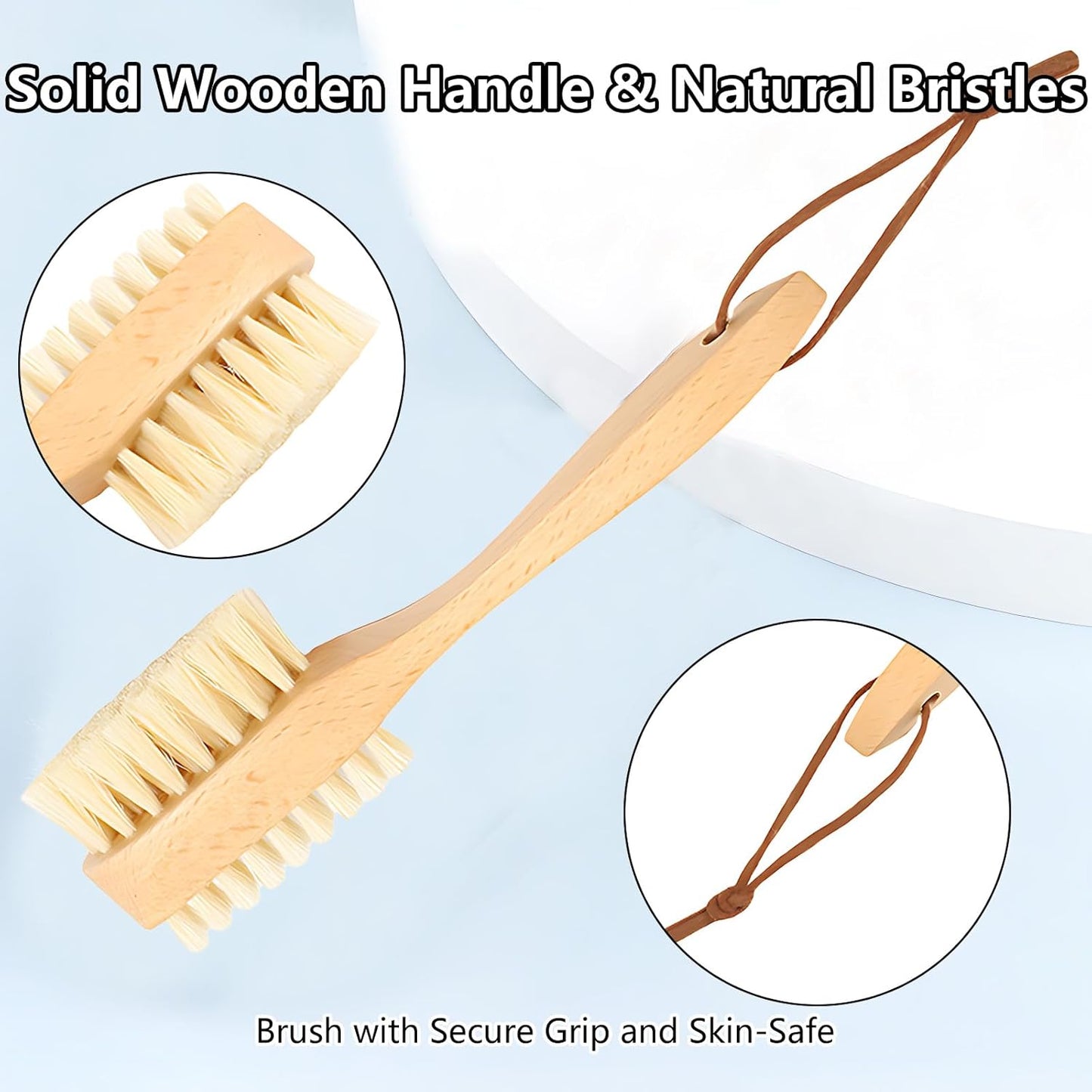 Wooden Nail Brush for Toenail Fingernail Cleaning Natural Wood Handle Brushes for Under Nails Toe Hygiene Hand Care Dual Sided Wooden Brush with Handle for Regular Nail Cleaning Routine