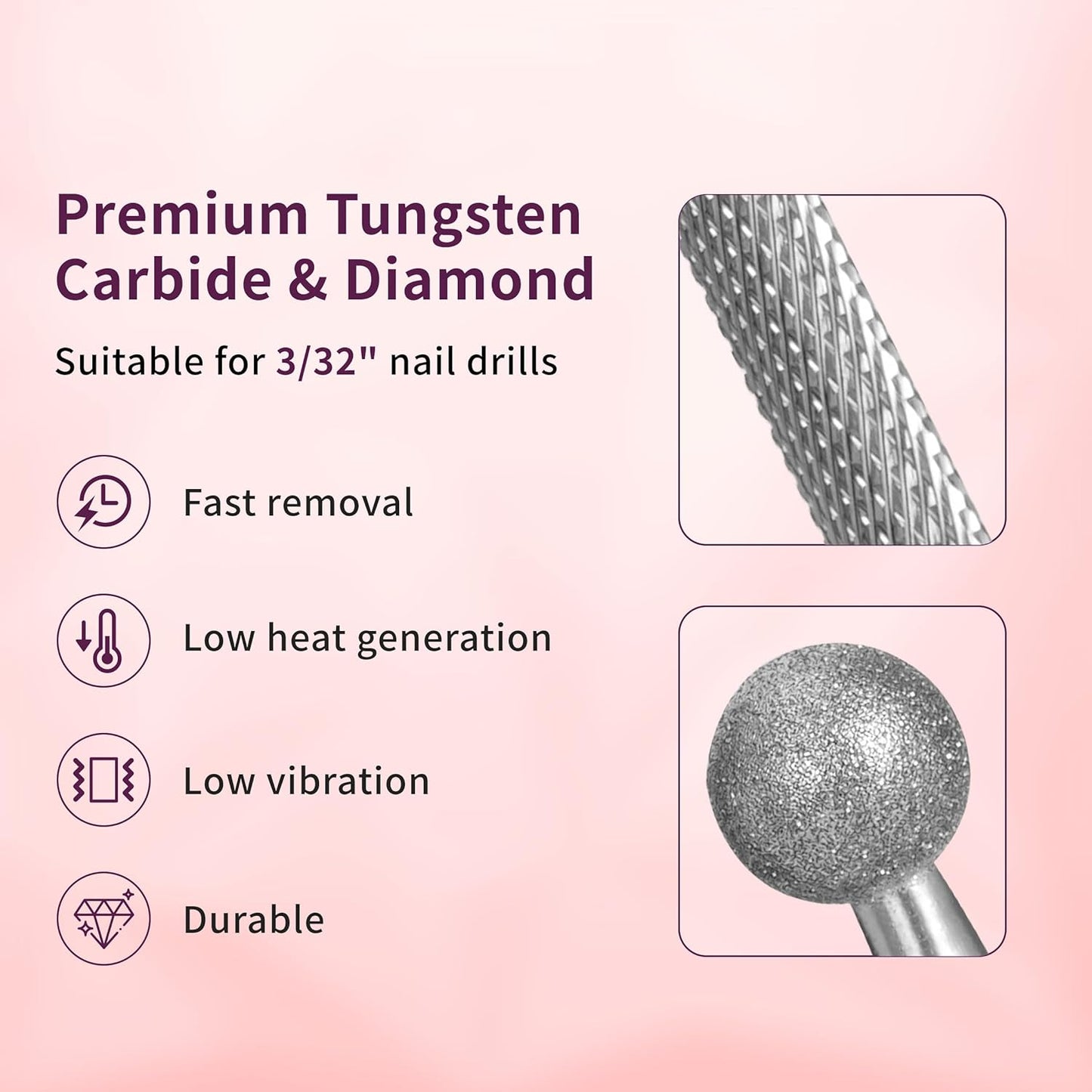 Delanie Professional Nail Drill Bit Set, 7 Pieces with Holder, Carbide and Diamond Bits, Model BS001