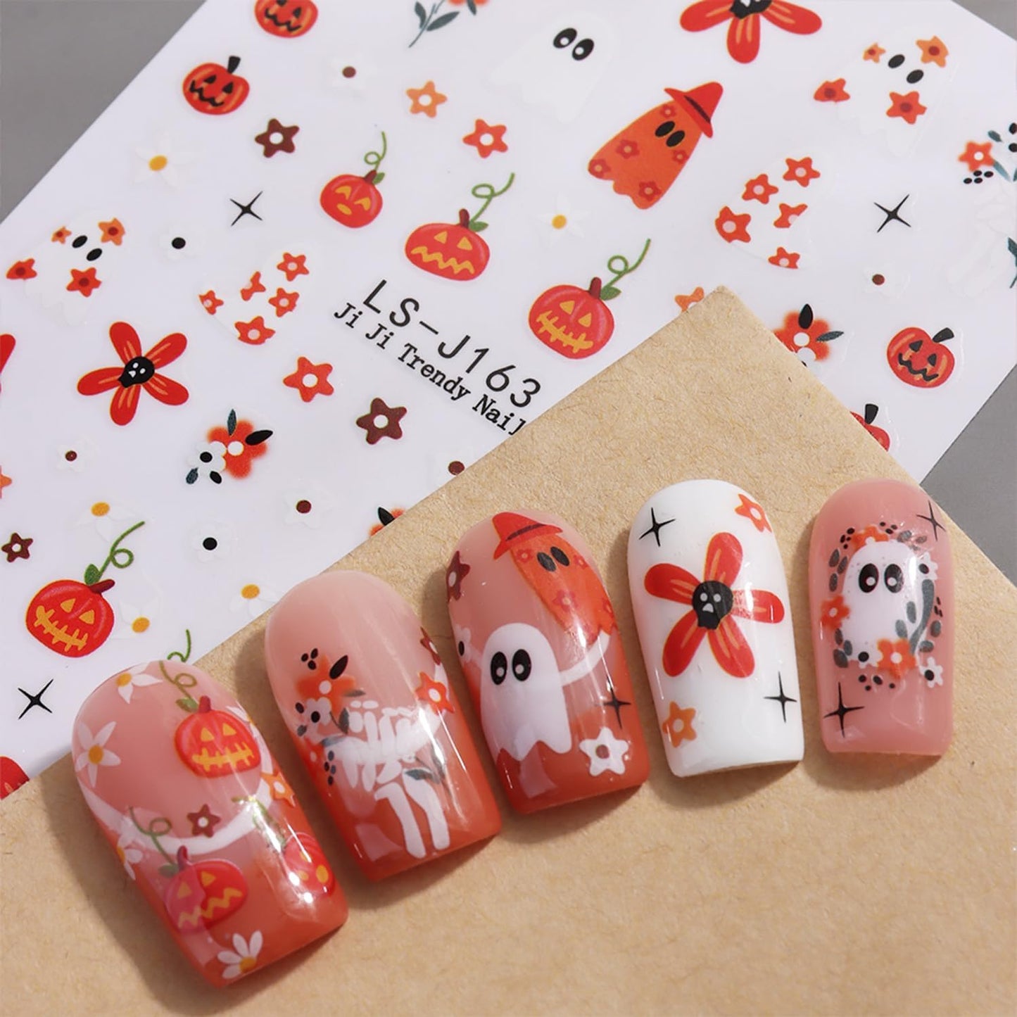 Halloween Nail Stickers for Nail Art Cute Ghost Black Cat Pumpkin Blood E3D Self-Adhesive Nail Decals Nail Art Supplies Nails Design Manicure Stickers for Nails Decoration 6Sheets