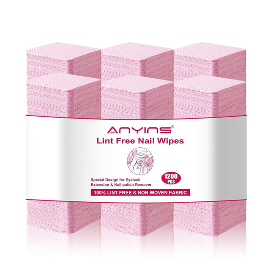 Lint Free Nail Wipes, 1200PCS Pink Lint Free Wipes Non-woven Fabric Gel Polish Remover Super Absorbent Soft Nail Polish Remover for Nail Salon, Home DIY