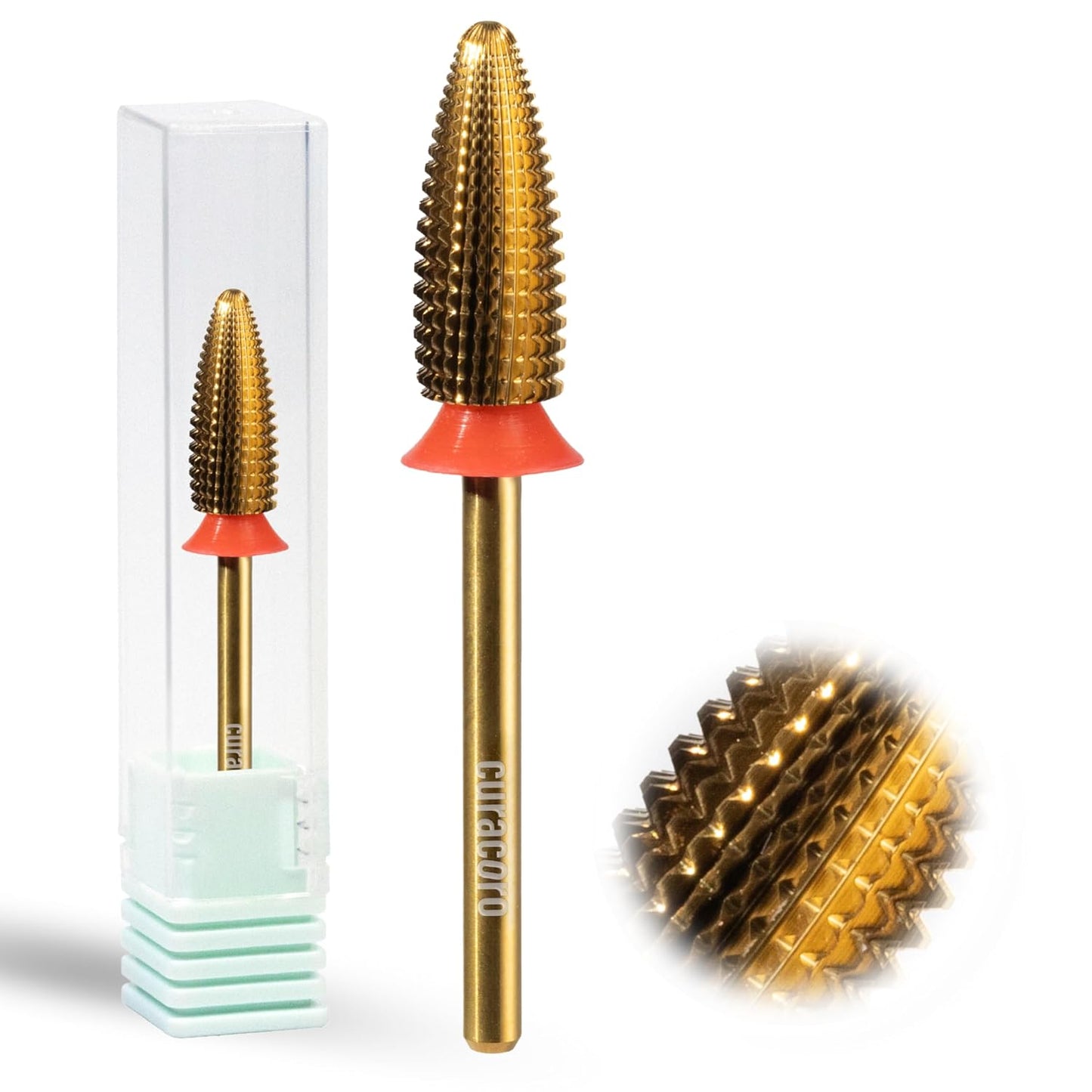 Curacoro Nail Drill Bits 3/32'' - Typhoon Bits, 2 Way, Carbide Bit (Fine) for Gently Removal of Gel Polish, Buffing to Smooth & Shiny Nails, Precise & Easy Control, Nail Art Salon & Home