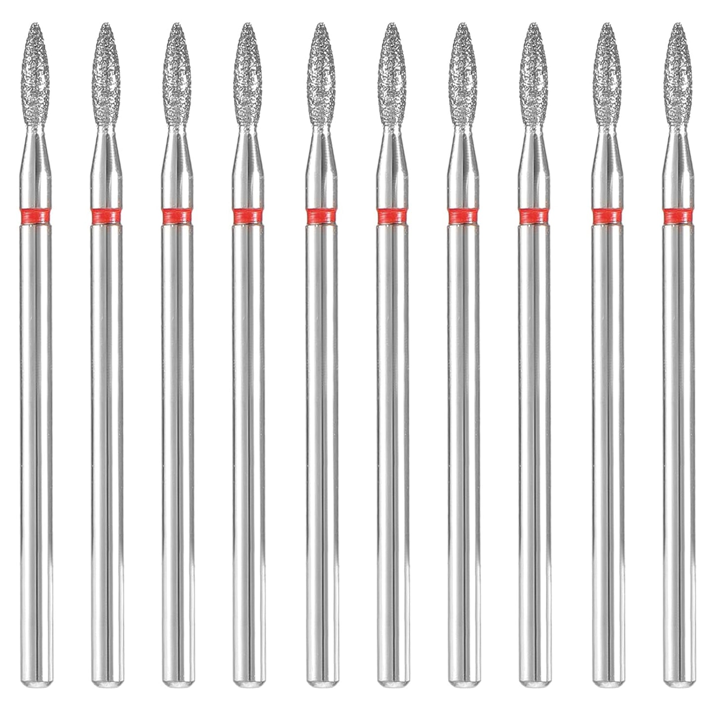 10pcs Diamond Flame Cuticle Drill Bits Set for Dead Skin 3/32'' Nails, Professional Safety Under Nail Cleaner Burr for Cuticle Dead Skin, Dry Manicure Pedicure Shape Remove Nail Salon Toolsv