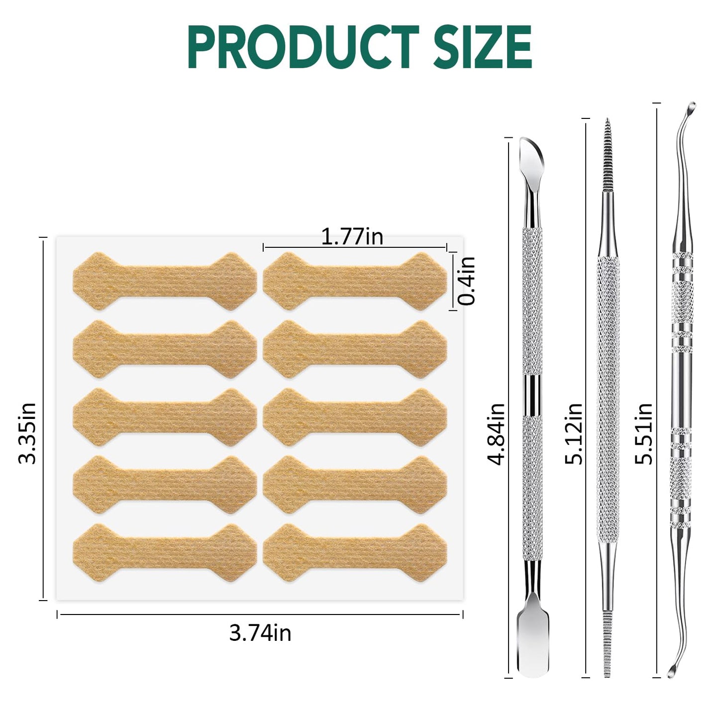 100pcs Ingrown Toenail Treatment, Breathable Ingrown Toenail Strips Ingrown Toenail Stickers, Toenail Corrector Patch with 3 Pedicure Tools for Ingrown Toenail