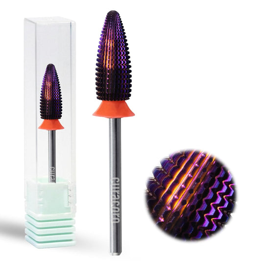 Curacoro Nail Drill Bits 3/32'' - Typhoon Bits, 2 Way, Carbide Bit (Fine) for Gently Removal of Gel Polish, Buffing to Smooth & Shiny Nails, Precise & Easy Control, Nail Art Salon & Home