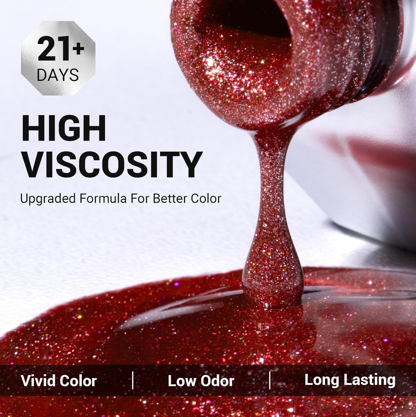 MelodySusie Christmas Red Glitter Gel Nail Polish,0.5fl oz Soak Off UV LED Sparkle Shiny Red Reflective Gel Polish Gift for Women Nail Art Manicure Salon DIY Nail Design Decoration at Home-z021