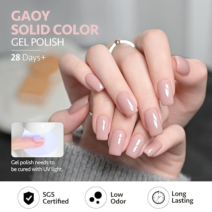 GAOY Nude Jelly Gel Nail Polish, 16ml Sheer Translucent Netural Soak Off Gel Polish, UV Light Cure for Nail Art DIY at Home, 2920 Nude Tulle