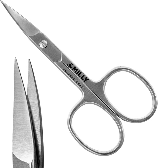 High Carbon Stainless Steel Professional Nail Scissors for Manicure | Razor Sharp Curved Blade Beauty Scissors for Women (Silver)