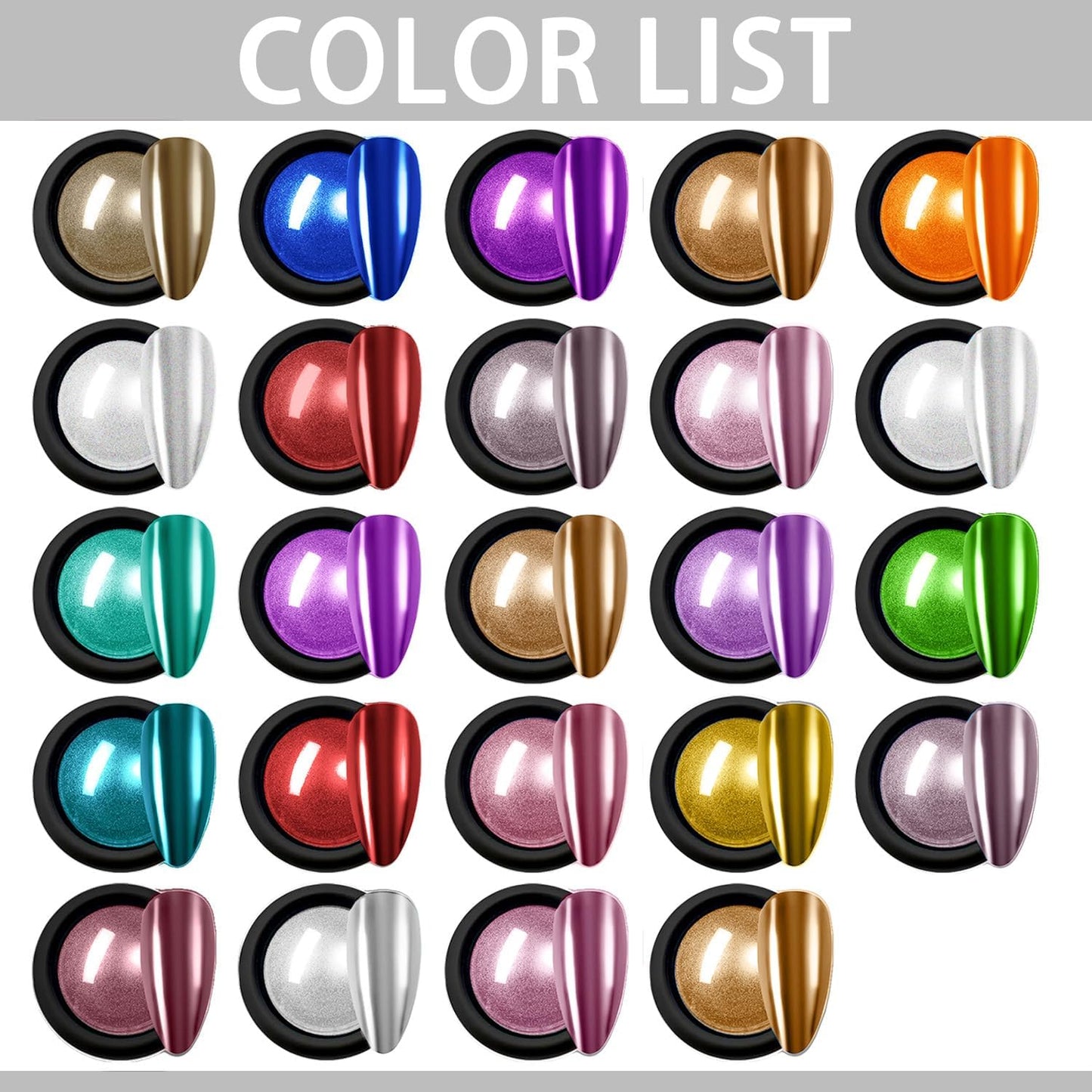 Chrome Powder for Nails,12Colors Aurora Chrome Nail Powder Set Mirror Luster Effect Charm Chrome Powder for Nail Art Acrylic Nails