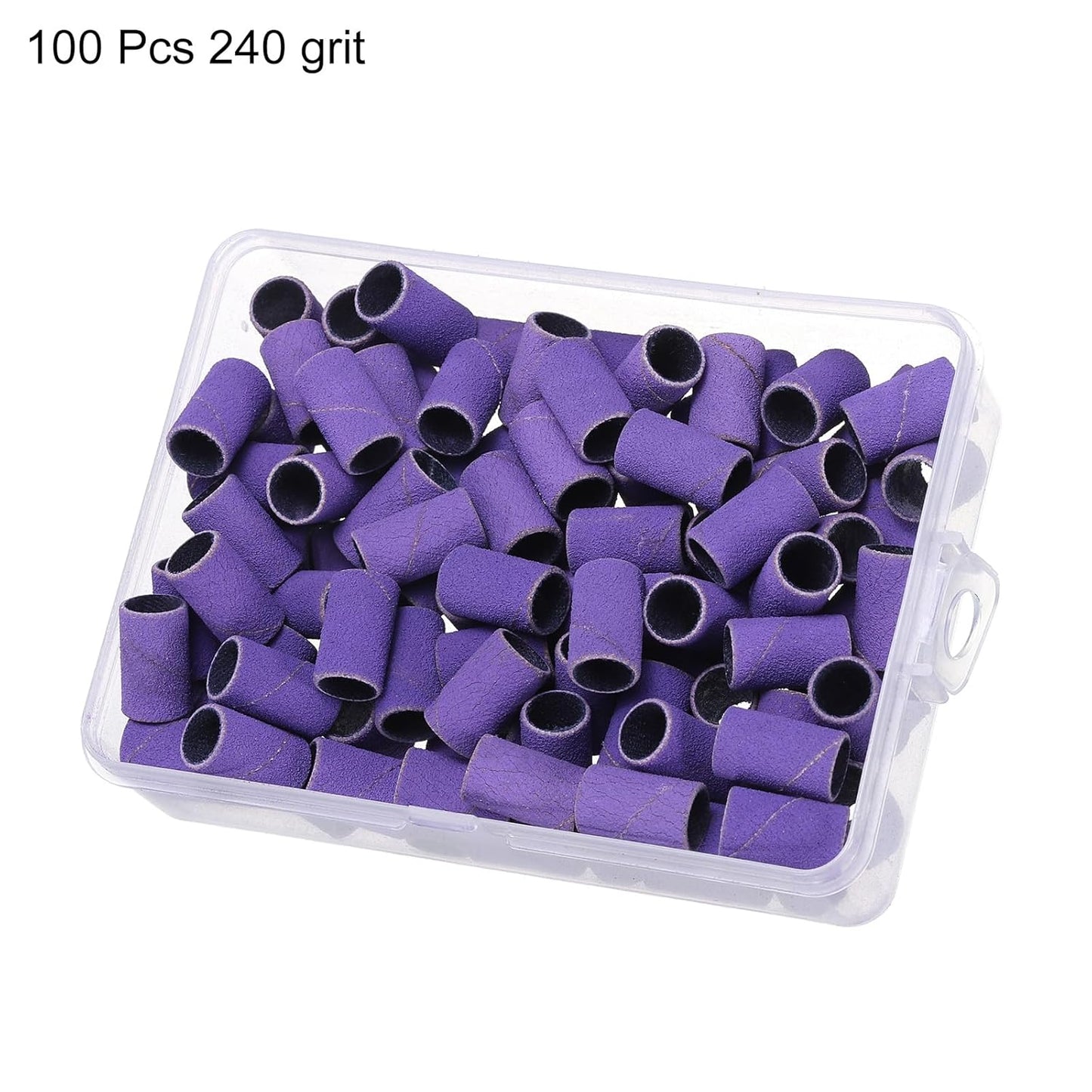 HARFINGTON 100pcs Small Sanding Bands 240 Grit for Nail Drill Bits Mini Sanding Band for Nails Gel Manicures Purple
