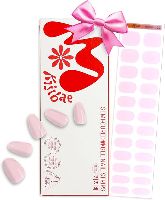 Semi Cured Gel Nail Strips - Minimalist Ombre Nail Polish Wraps, Works with Any UV Lamp - Long Lasting Easy Salon Manicure - 24pcs with 2 Prep Pads, Nail File & Cuticle Stick(High Maintenance)