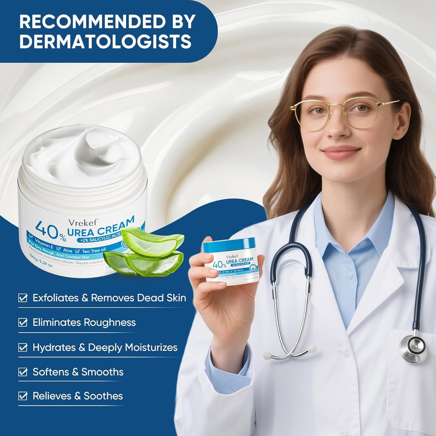 Urea Cream 40% Plus Salicylic Acid 2%, Urea Cream 40 Percent for Feet Maximum Strength, Foot Cream for Dry Heels Cracked (2 PCS)