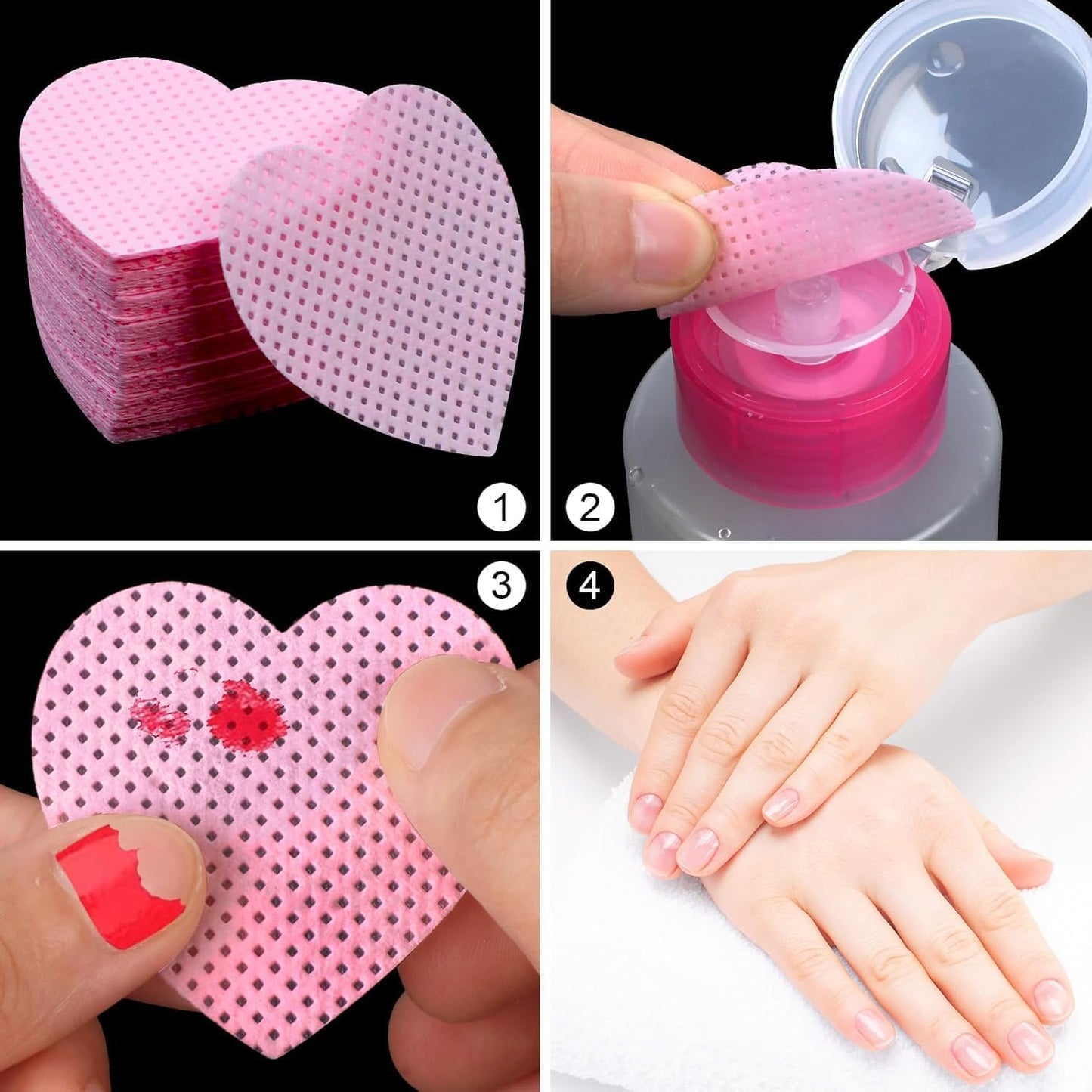 200 Pieces Nail Cotton Pads,1 Pull-Down Pump Dispenser Bottle, Super Absorbent Soft Non-Woven Eyelash Glue Wipes, Nail Polish dehumidifier for Eyelash Extension Products and Nail Oil Bottle (Pink)
