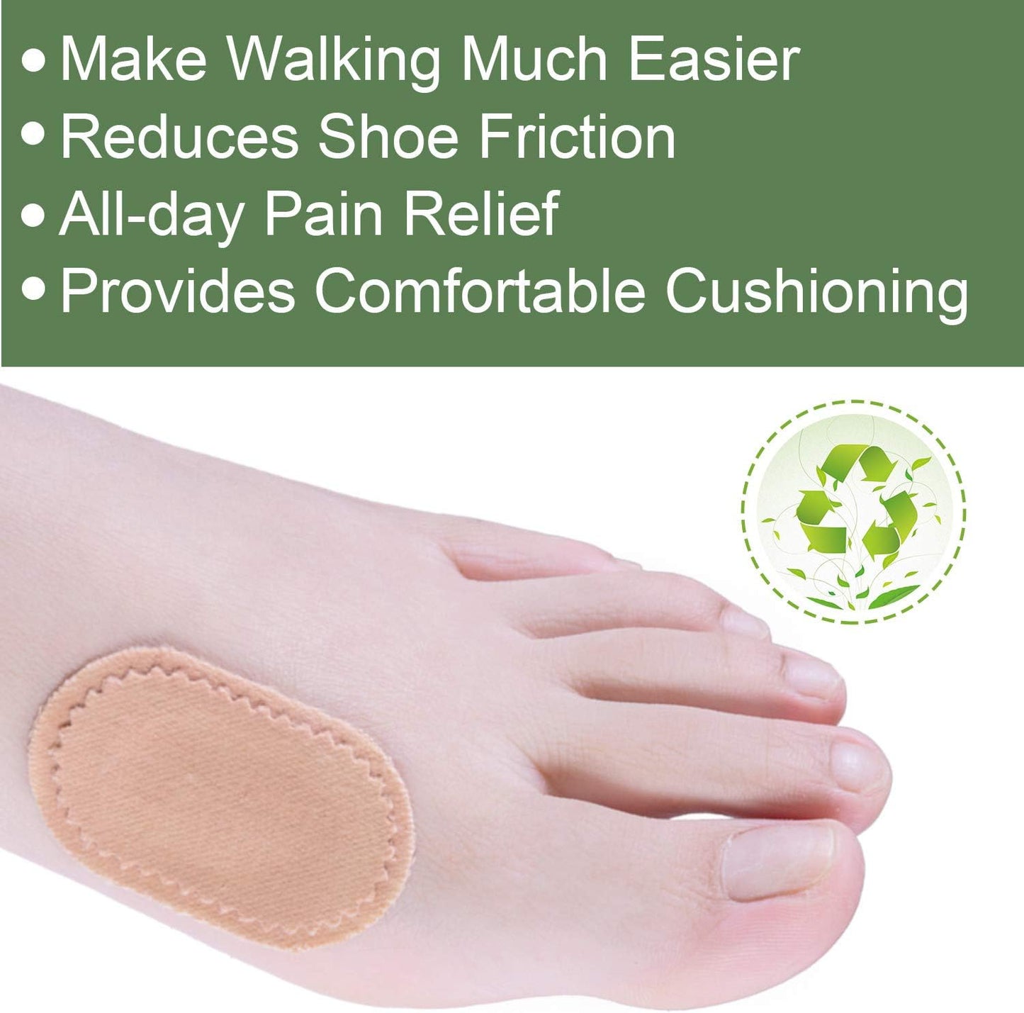 Welnove 36 CT Bunion Cushions Pad - Fabric Toe and Foot Bunion Protector Pads, Bunion Relief Pads for Reduce Rubbing, Callus, Chafing, Friction -Strong Adhesive Stay in Place