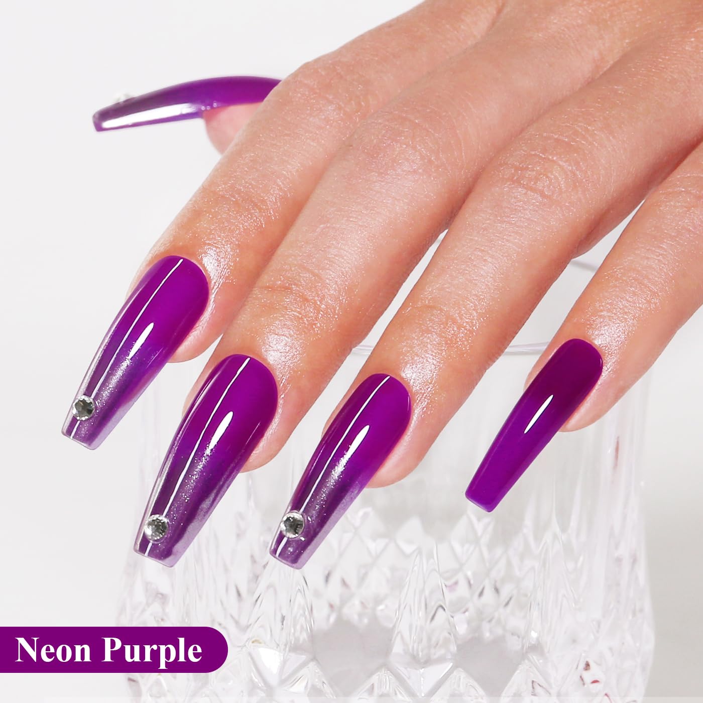 Imtiti Neon Gel Nail Polish, Neon Purple Nail Gel Polish High Gloss Soak Off UV LED Spring Summer Nail Art Manicure Salon DIY Design 10ML