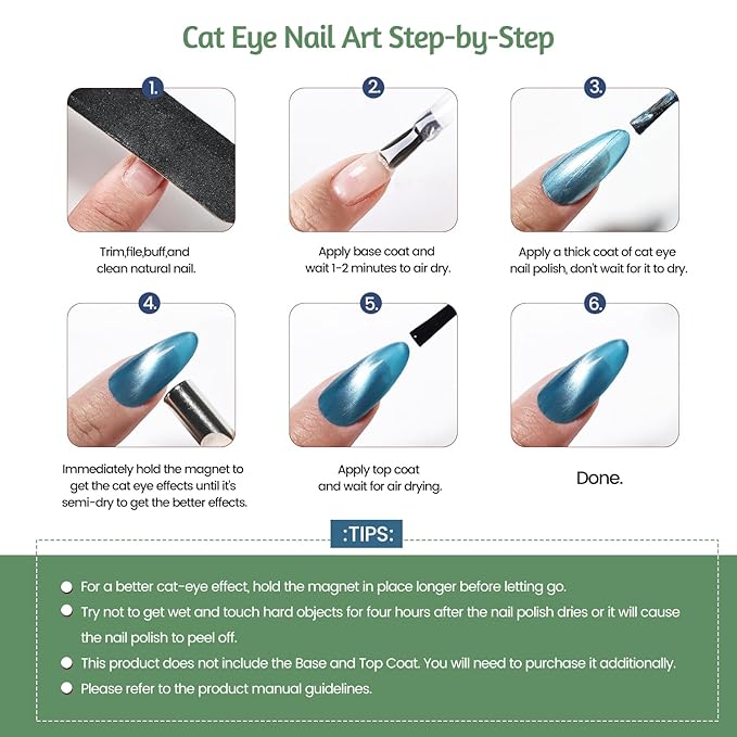 6 Colors 10ml Amber Pine Grove Cat Eye Nail Polish with Magnet Stick Quick Dry Nail Polish for Women Salon DIY Nail Art