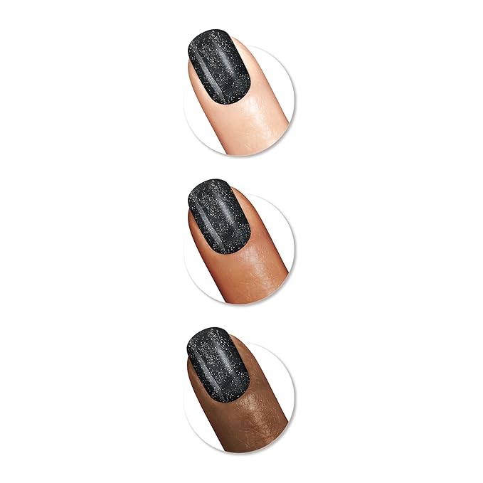 Sally Hansen Insta-Dri Despicable Me Nail Polish | Quick Dry, Long Lasting, Streak-Free Shine | Opaque, Glittery | 772 Deeply Despicable | Black Shimmer Nail Color