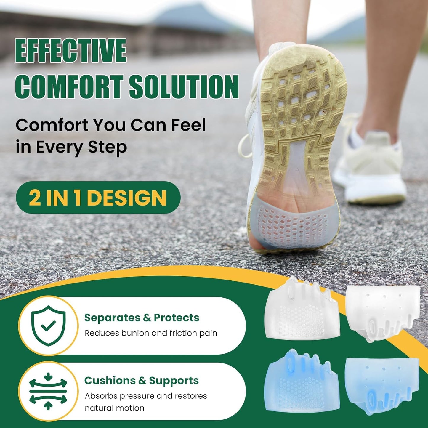 Toe Separators & Metatarsal Pads for Women & Men – 4Pcs Ball of Foot Cushions for Pain Relief, Morton’s Neuroma Relief, Toe Spacers for All-Day Walking or Long Standing