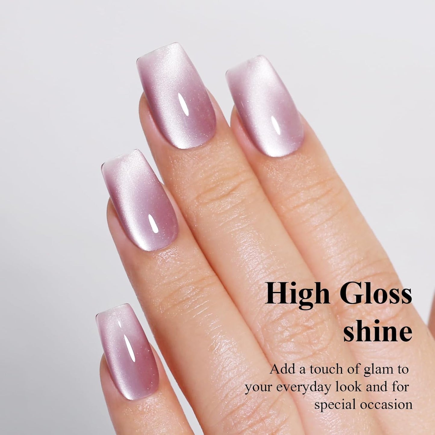 Imtiti Glass Pink Cat Eye Gel Nail Polish with Magnet, Holographic Glitter Shimmer Magnetic UV Gel Polish for Nail Art Soak off UV Led