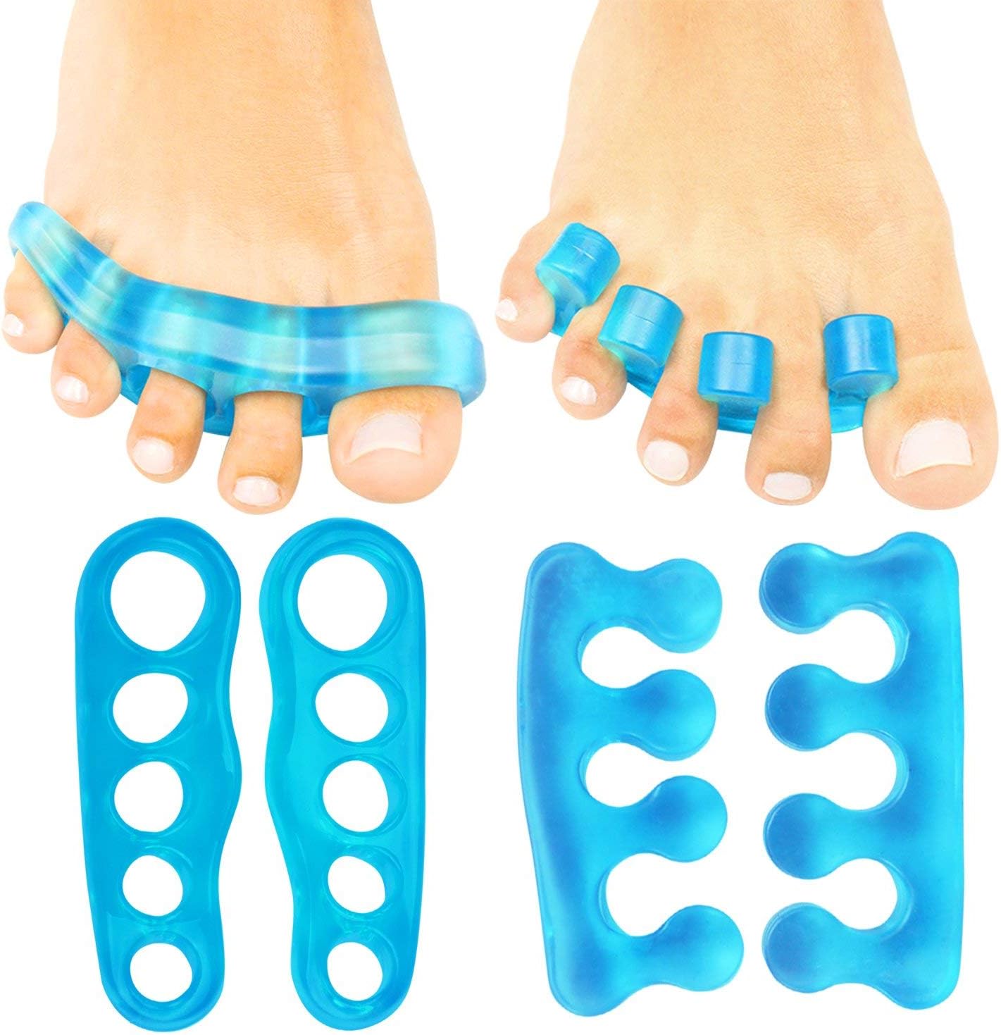 ViveSole Toe Separators for Men & Women Small (2 Pairs) - Silicone Gel Spreaders - Therapeutic Spa Stretchers for Plantar Fasciitis, Bunions, Overlapping Hammer Toe Spacers - Metatarsal Yoga Cushion
