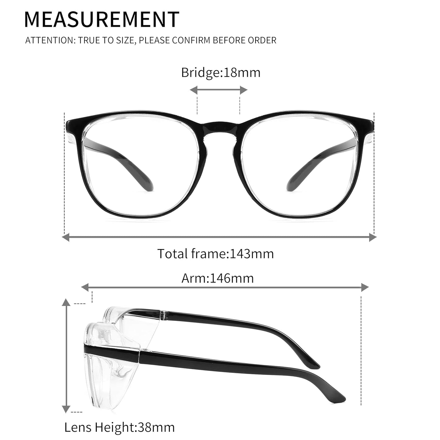 Alsenor Safety Glasses Anti Fog Goggles Protective Eyewear Blue Light Blocking Anti Dust UV Protection Glasses For Men Women (Black)