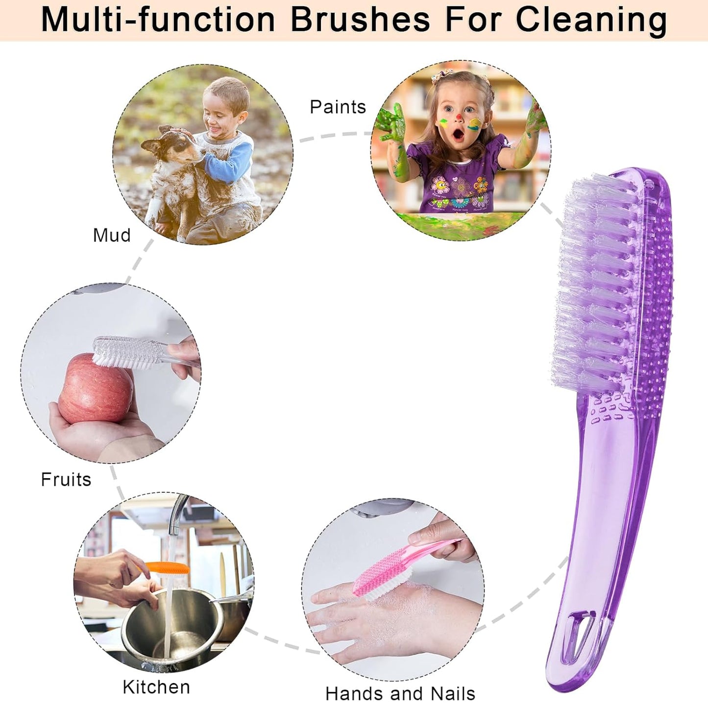 Facial Cleansing Brush, 4 PCS 4 Colors Facial Exfoliating Brush Face Wash Scrub Exfoliator Brush for Makeup,Clear,Pink,Purple,Orange
