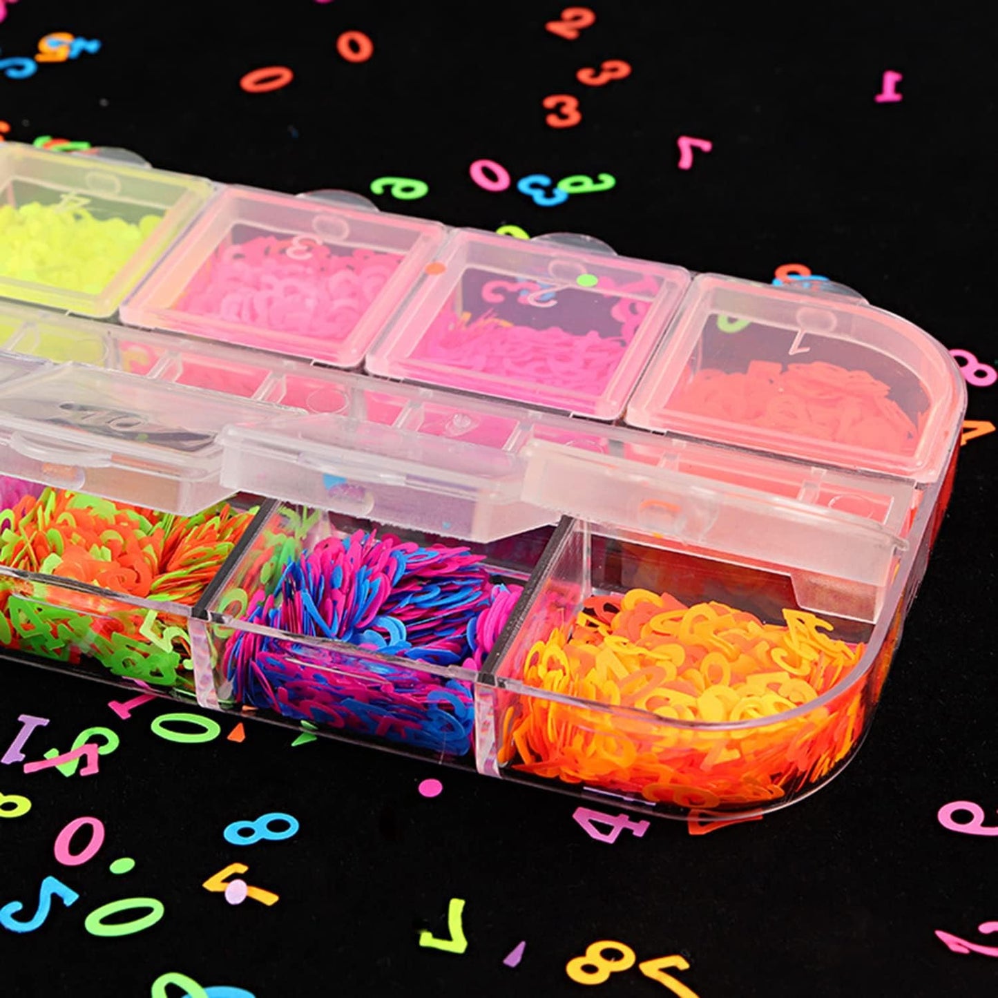 Letters Glitter Nail Art Sequins, Holographic Laser 3D Sparkly Nail Flakes Design, Alphabet Numbers Acrylic Nails Supplies for Women Girls Manicure Charms Decorations DIY Resin Nail Art Tips Crafts