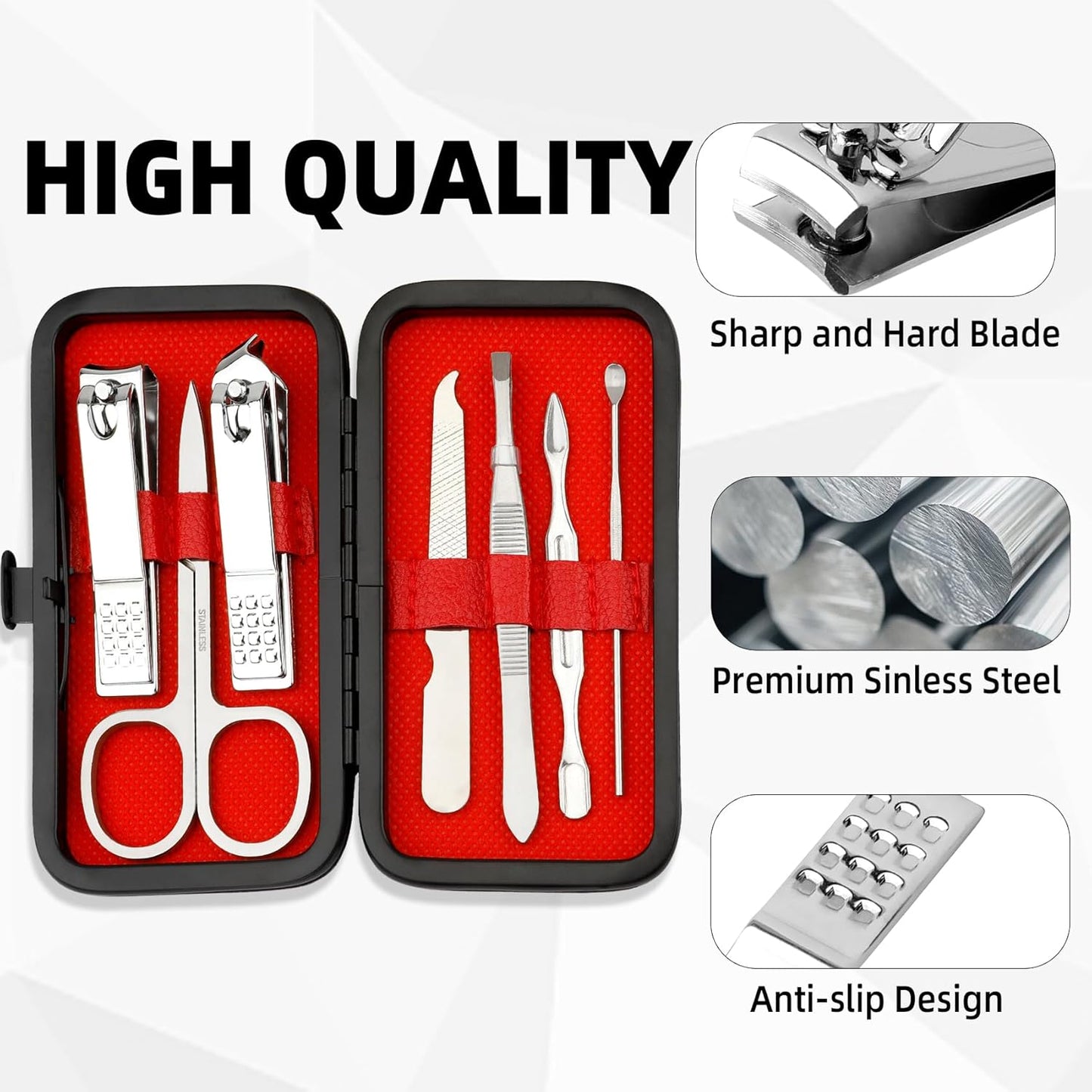 Manicure Kit for Men Women Nail Clippers Pedicure Tools Kit Travel Nail File Toe Set Finger Grooming Kits Christmas Birthday Gifts Ideas Stocking Stuffers Kids Adults Teens Boys Girls Friends(Silver)