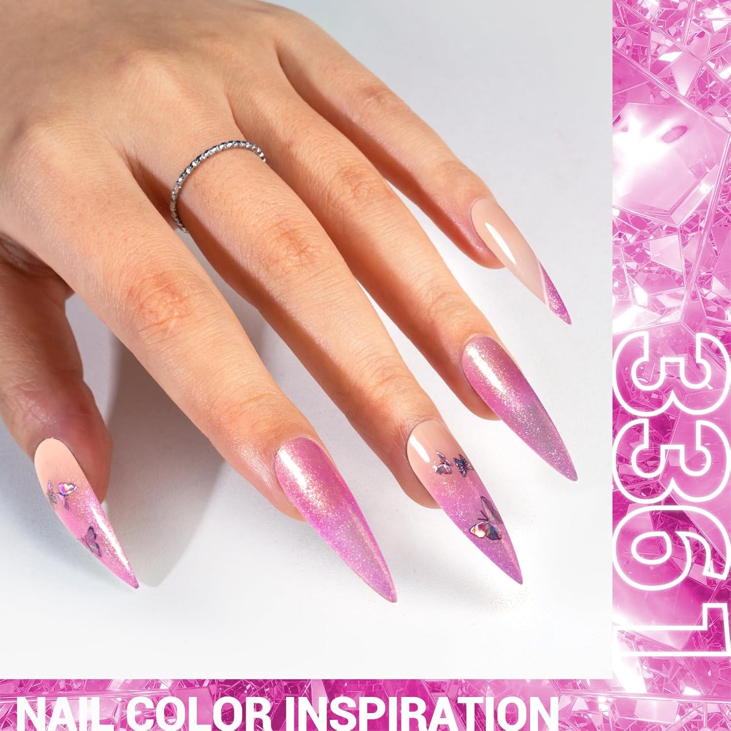 MelodySusie Pink Glitter Gel Nail Polish,0.5fl oz Soak Off UV LED Translucent Jelly Purple Shimmer Pink Gel Polish Gift for Women Nail Art Manicure Salon DIY Nail Design Decoration at Home-A1708