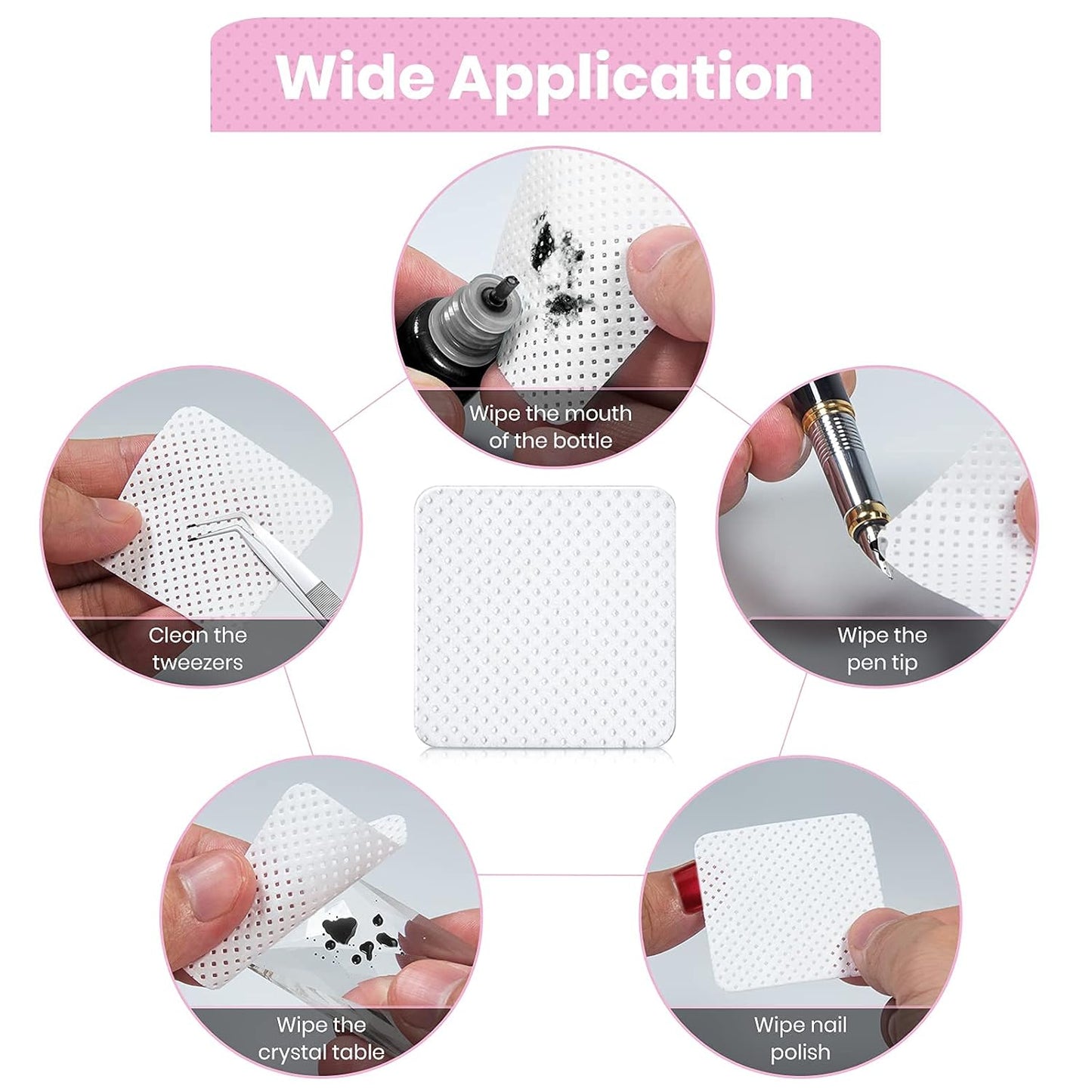 1000 PCS Lint Free Nail Wipes,Eyelash Extension Glue Wipes,Super Absorbent Soft Non-woven Fabric Adhesive Nail Polish Remover Wipe,Cleaning Pad Cloth for Lash Extension Supplies and Nail Polish Bottle