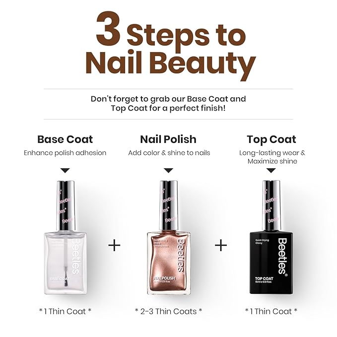 Beetles Glitter Nail Polish - 15ml Fast Drying & Long Lasting Bronzer Gold Nail Lacquer Finish for Women
