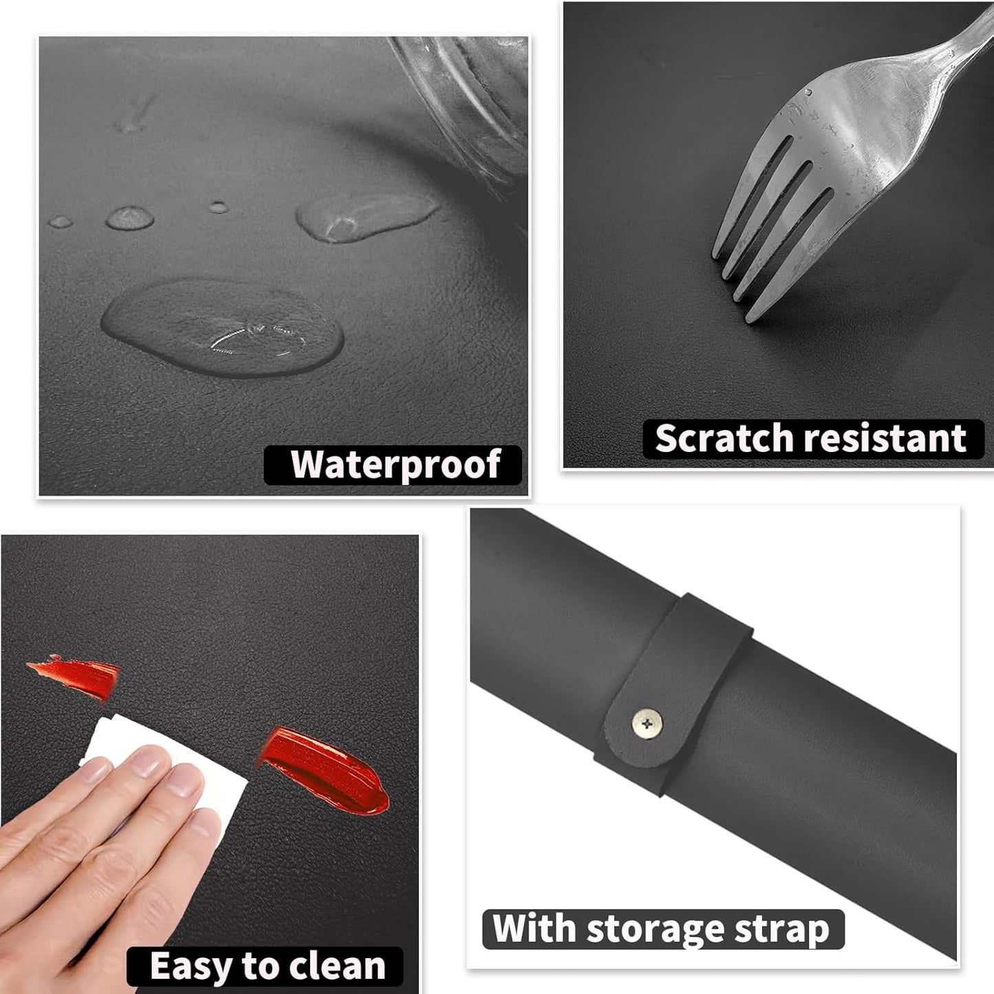 Double-sided Nail Table Mat for Nail tech - Soft Microfiber PU Leather Nail Desk Mat - Foldable Nail Art Table Mat Acetone Resistant for Nails Salon Home (Black-White) (Mat Only)