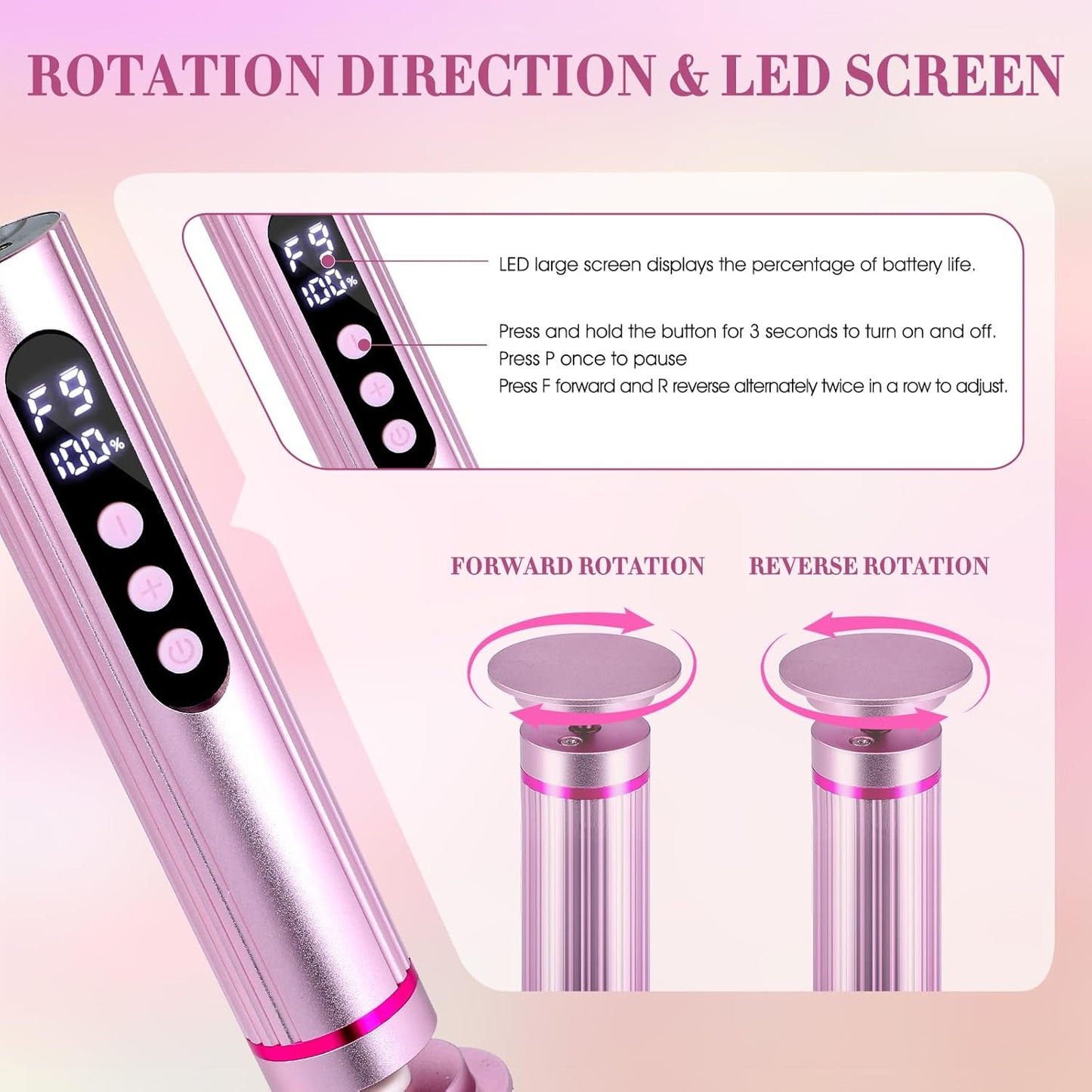 Electric Foot Callus Remover, 2 in 1 Callus Remover for Feet, 9 Adjustable Speeds with Sandpaper Disk and Nail Drill Bits, Digital Display, Rechargeable Pedicure Tools for Dead Skin(Pink)