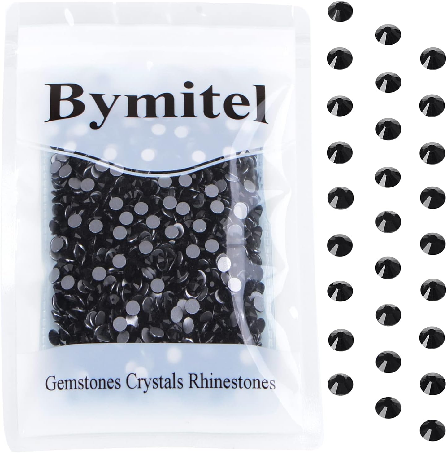 1440PCS Art Nail Rhinestones Non Hotfix Glue Fix Round Crystals Glass Flatback for DIY Jewelry Making with one Picking Pen (ss20 1440pcs, Jet Black)