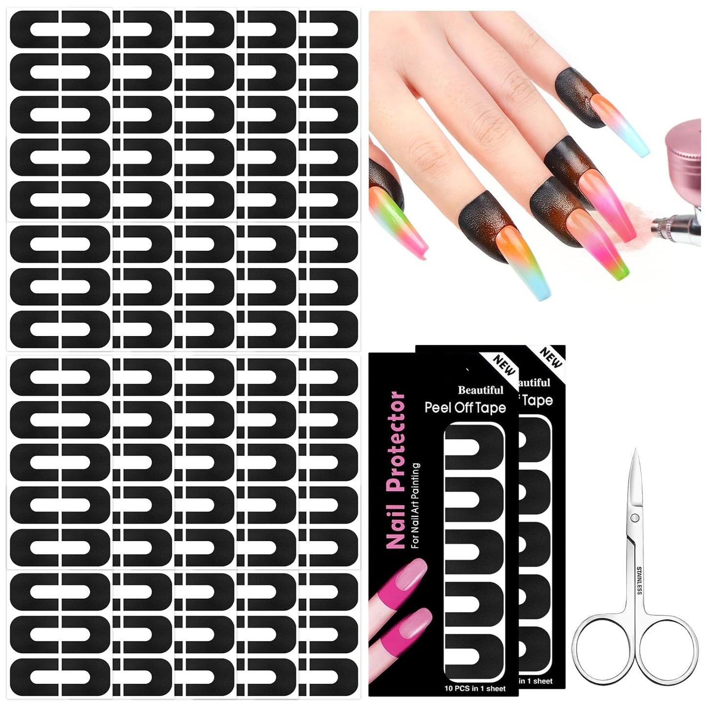 SAVILAND Nail Polish Protector for Fingers: 100PCS U V Protection U-Shaped Nail Protector Cuticle Protector for Nails Painting Peel Off Nails Tape for Airbrush Gel Polish Nail Art