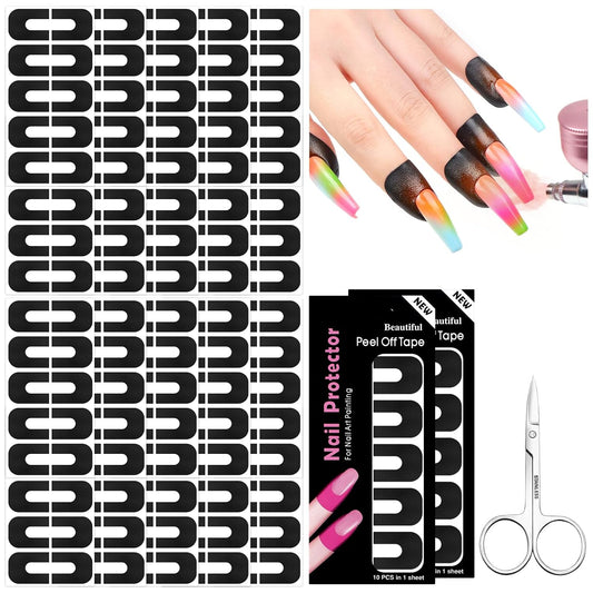 SAVILAND Nail Polish Protector for Fingers: 100PCS U V Protection U-Shaped Nail Protector Cuticle Protector for Nails Painting Peel Off Nails Tape for Airbrush Gel Polish Nail Art