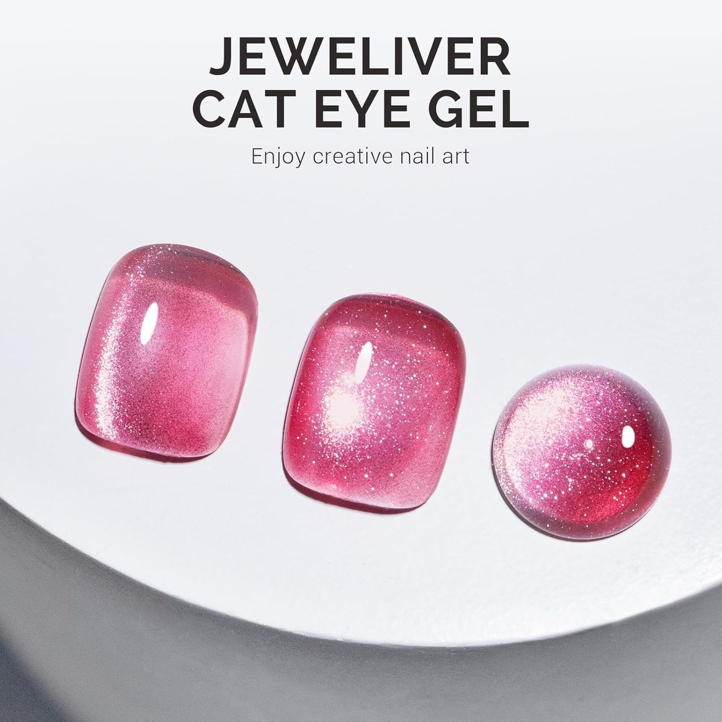 MelodySusie Jeweliver Cat Eye Gel Nail Polish, 0.5 Fl Oz Hot Pink Glitter Holographic Magnetic Nail Polish with Magnet, UV Nail Polish for Nail Art Manicure Salon DIY at Home C25