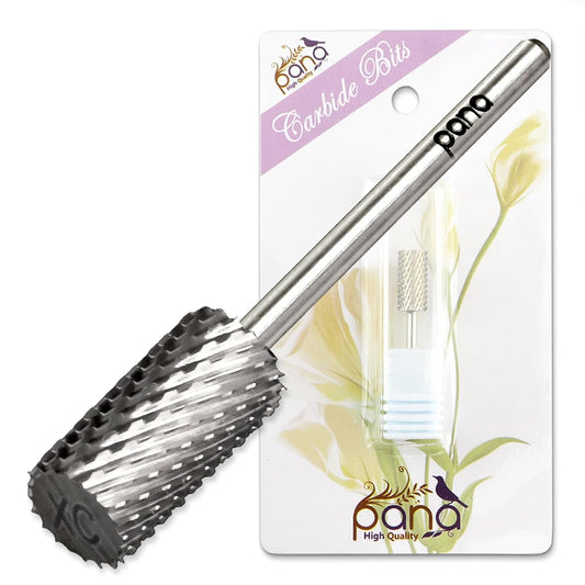 PANA Professional 3/32" Shank Size - Flat Top Large Barrel Silver Carbide Bit Extra Coarse Grit - Nail Drill Bit for Dremel Machine