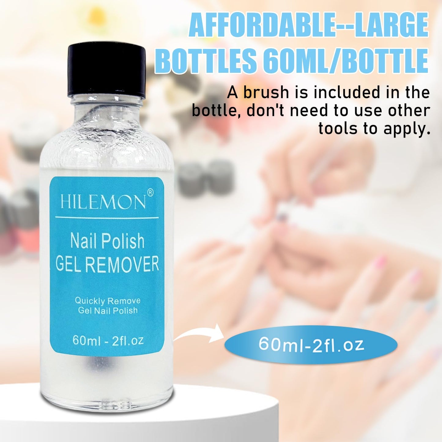 Quick Gel Nail Polish Remover Kit, Easy Remove Gel Polish in 3 Minutes, Safe for Natural Nails with Nail Tools, No Need Soaking or Wrapping, Gel Remover for Nails, Larger Size (60ml)