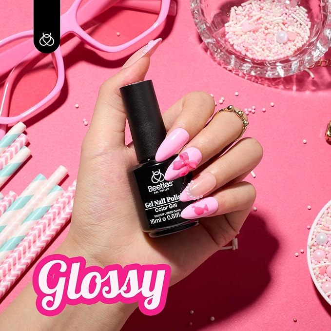 Beetles Pink Gel Nail Polish 15ml Silk Rosettes Nail Art Soak Off Manicure Salon DIY UV Lamp Cured Gift for Women